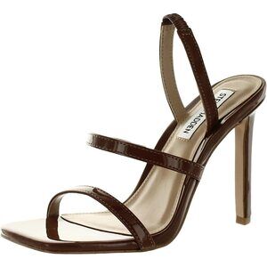 Steve Madden Women's Gracey Heeled Sandal, Cognac Patent, 7